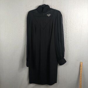 Vintage Y2K Black Dress Womens 10 Sheer Sleeves Whimsigoth Kenth Andersson NY